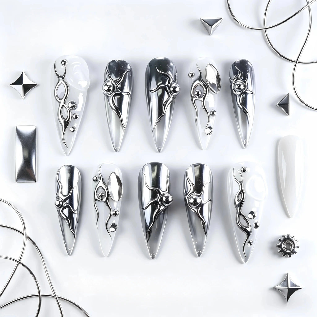 Kentrim Metallic Press On Nails - 10 Pieces (Single Size)