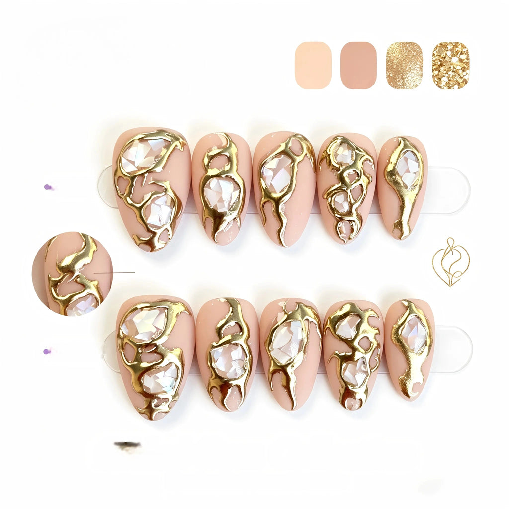 Kentrim Gilded Gem Press On Nails- 10 Pieces (Single Size)