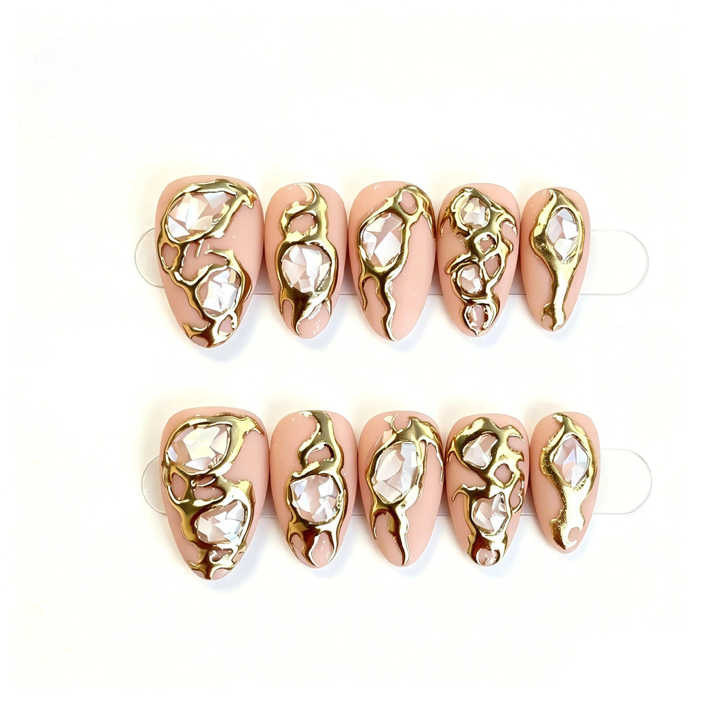 Kentrim Gilded Gem Press On Nails- 10 Pieces (Single Size)