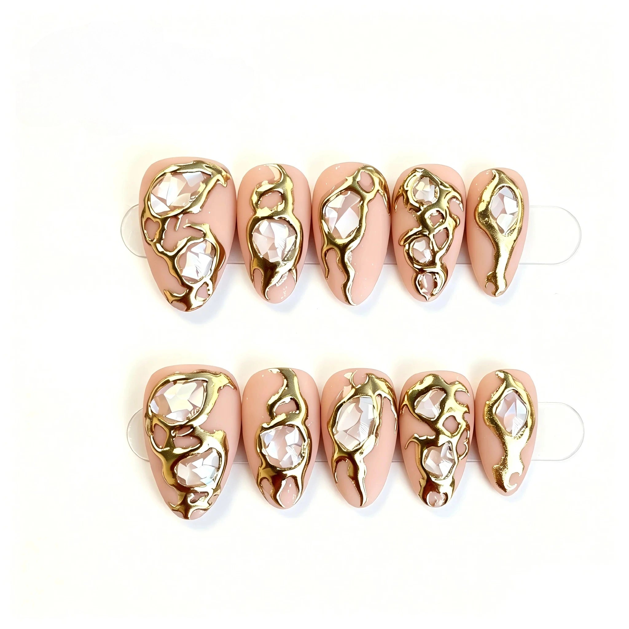 Kentrim Gilded Gem Press On Nails- 10 Pieces (Single Size)