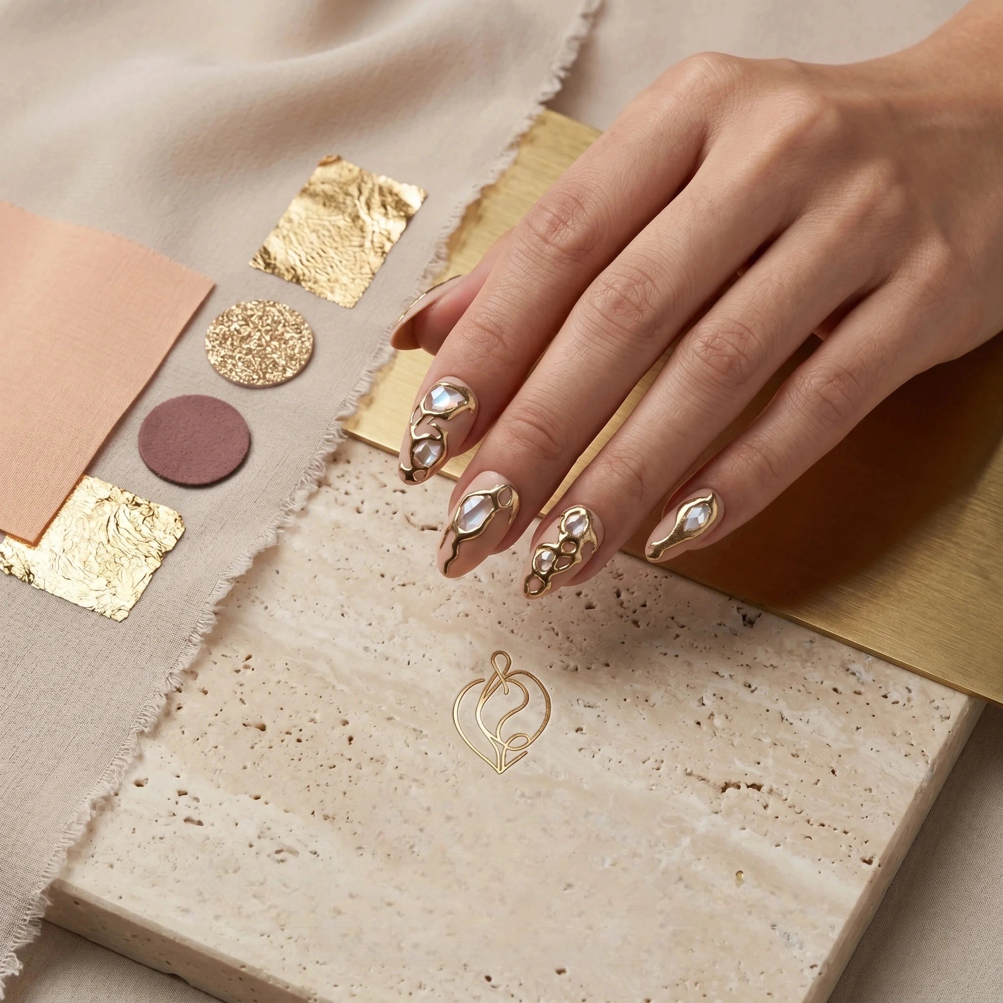 Kentrim Gilded Gem Press On Nails- 10 Pieces (Single Size)
