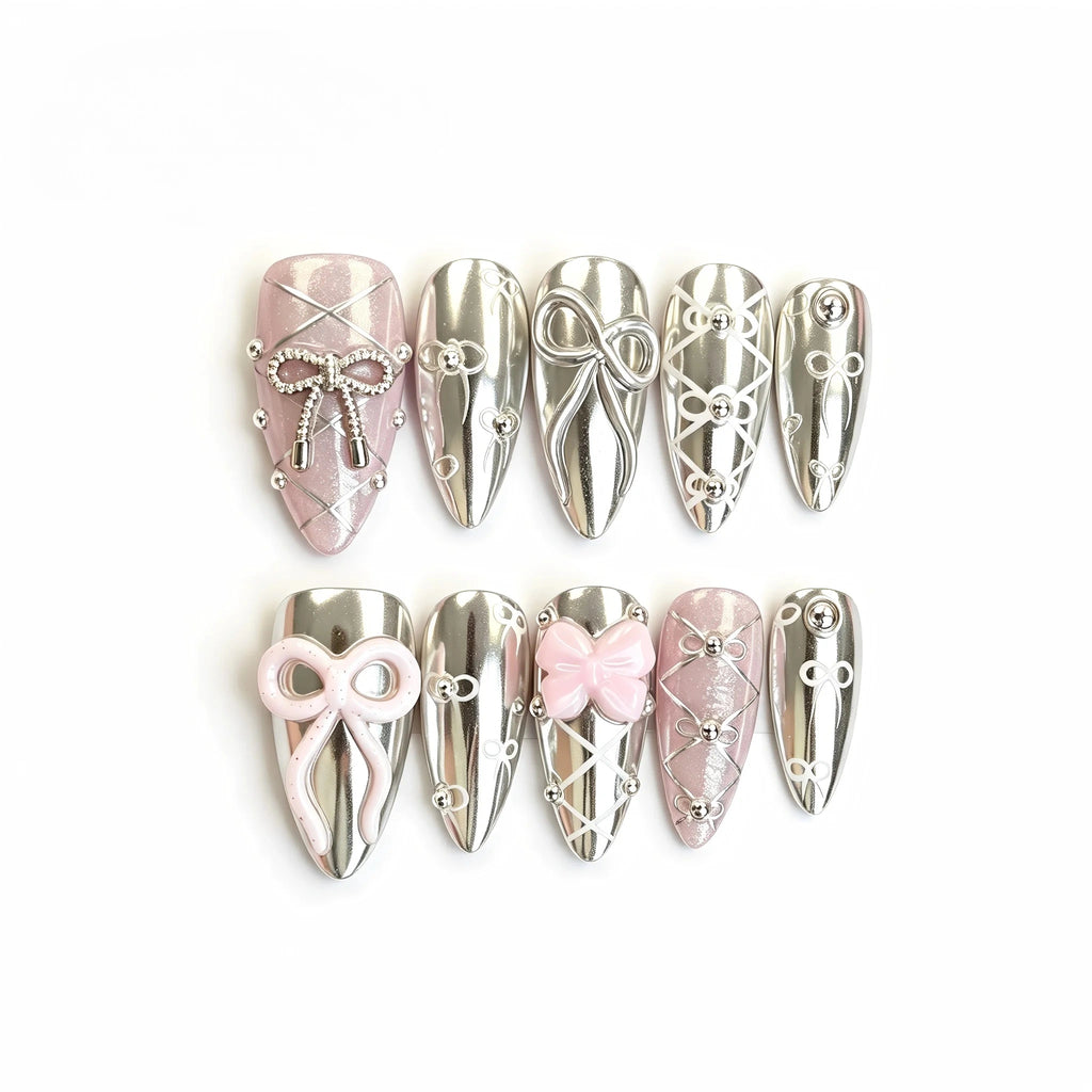 Kentrim Bow Press On Nails - 10 Pieces (Single Size)