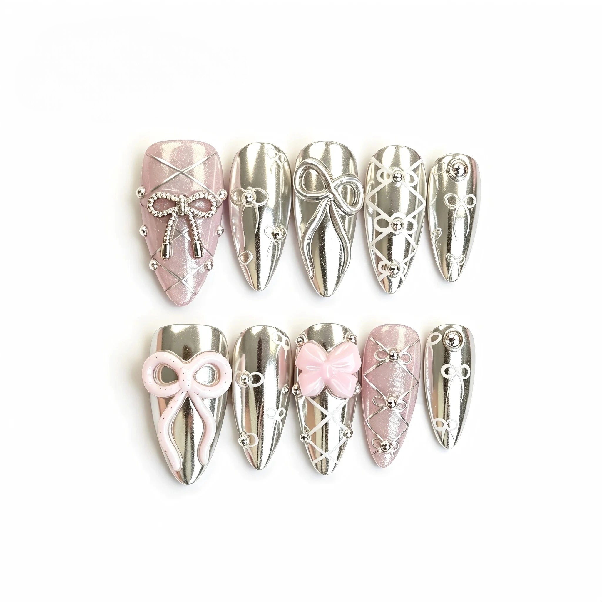 Kentrim Bow Press On Nails - 10 Pieces (Single Size) Main image