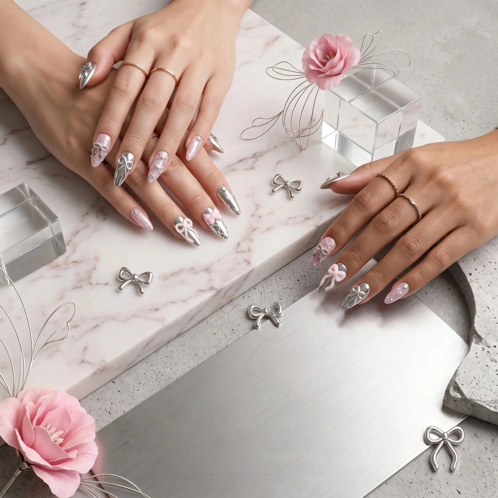 Kentrim Bow Press On Nails - 10 Pieces (Single Size)