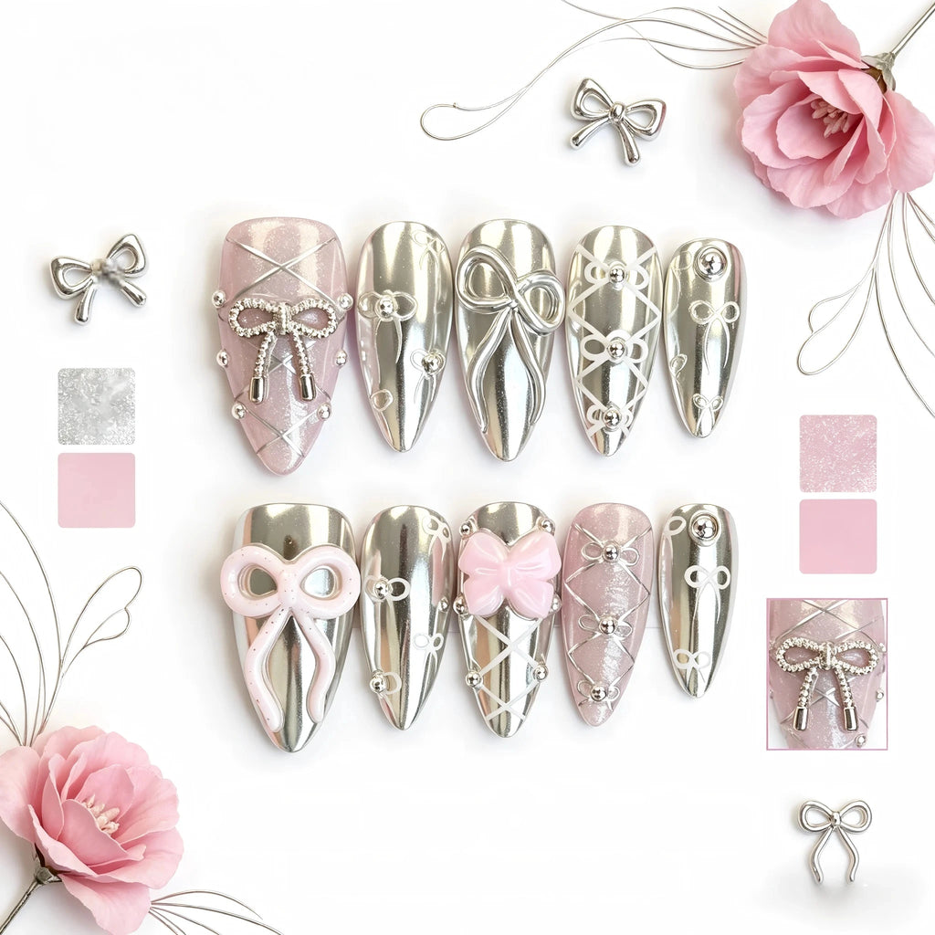 Kentrim Bow Press On Nails - 10 Pieces (Single Size)