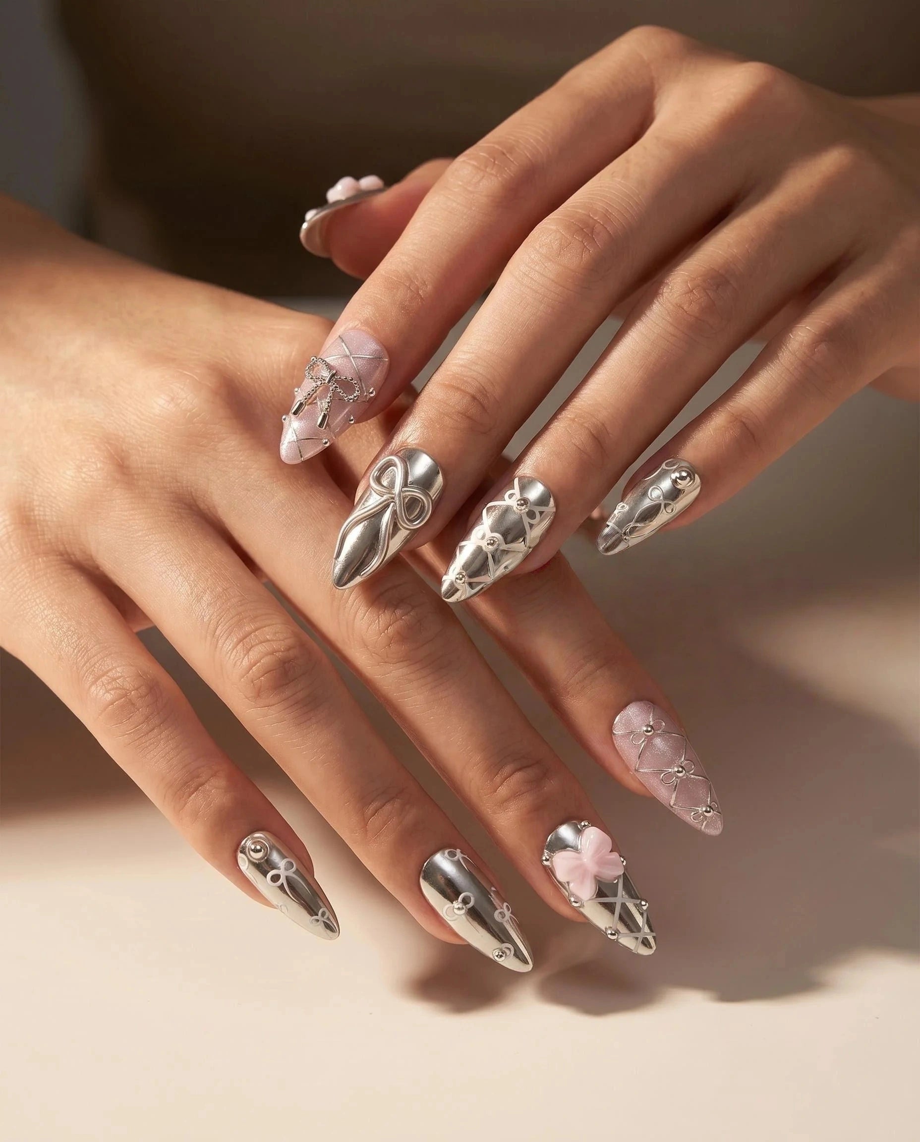 Kentrim Bow Press On Nails - 10 Pieces (Single Size)