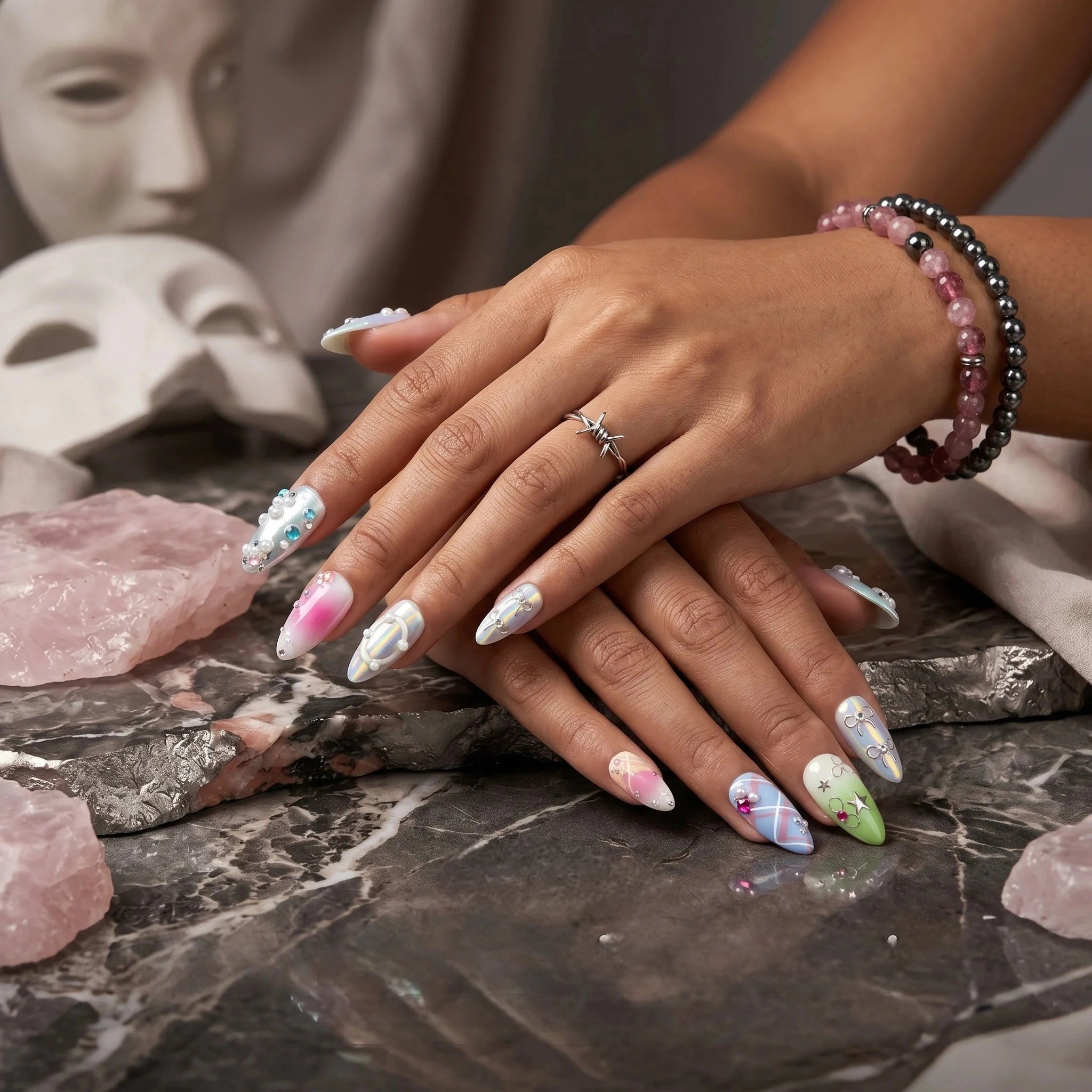 Kentrim Pastel Plaid Press On Nails - 10 Pieces (Single Size)