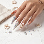 Kentrim Gem & Floral Long Stiletto Press On Nails - 10 Pieces (Single Size)