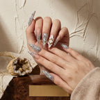 Kentrim Gem & Floral Long Stiletto Press On Nails - 10 Pieces (Single Size)