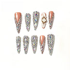 Kentrim Gem & Floral Long Stiletto Press On Nails - 10 Pieces (Single Size)