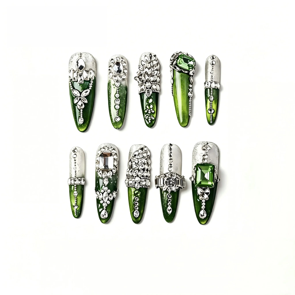 Kentrim Gemstone Long Stiletto Press On Nails - 10 Pieces (Single Size)