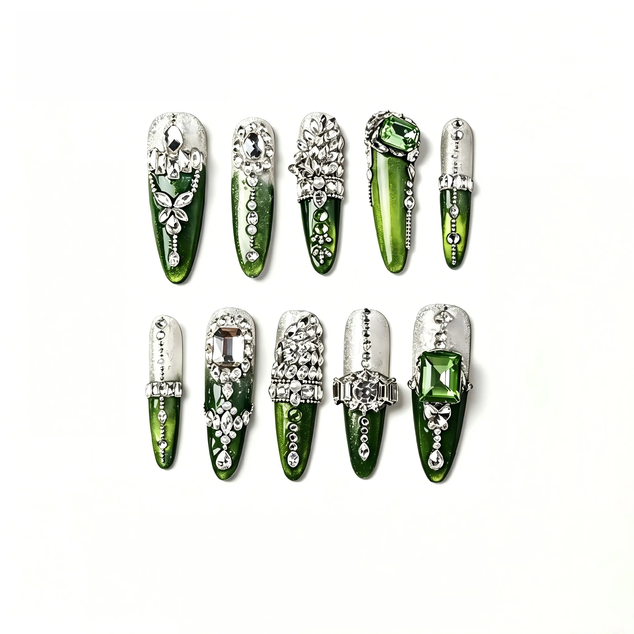 Kentrim Gemstone Long Stiletto Press On Nails - 10 Pieces (Single Size) Main image