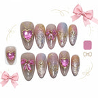Kentrim Bow & Heart Press On Nails - 10 Pieces (Single Size)