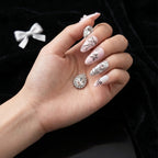 Kentrim 3D Silver BowStar Press On Nails - 10 Pieces (Single Size)