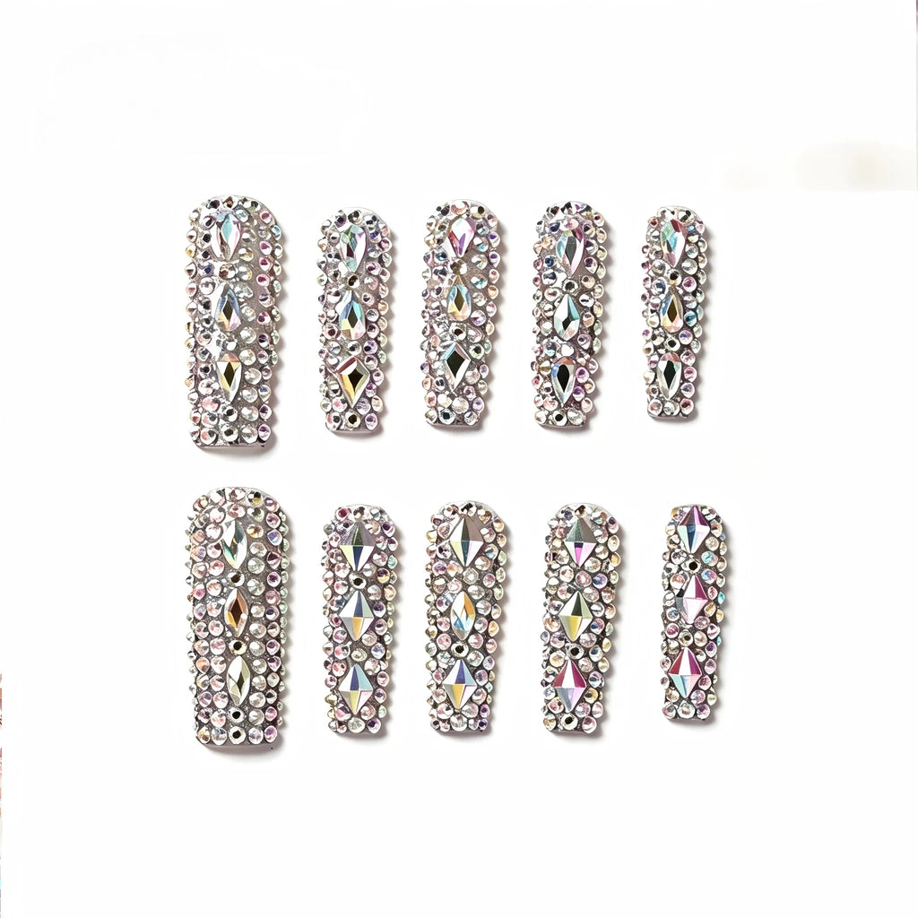 Kentrim Crystal Long Square Press On Nails - 10 Pieces (Single Size)