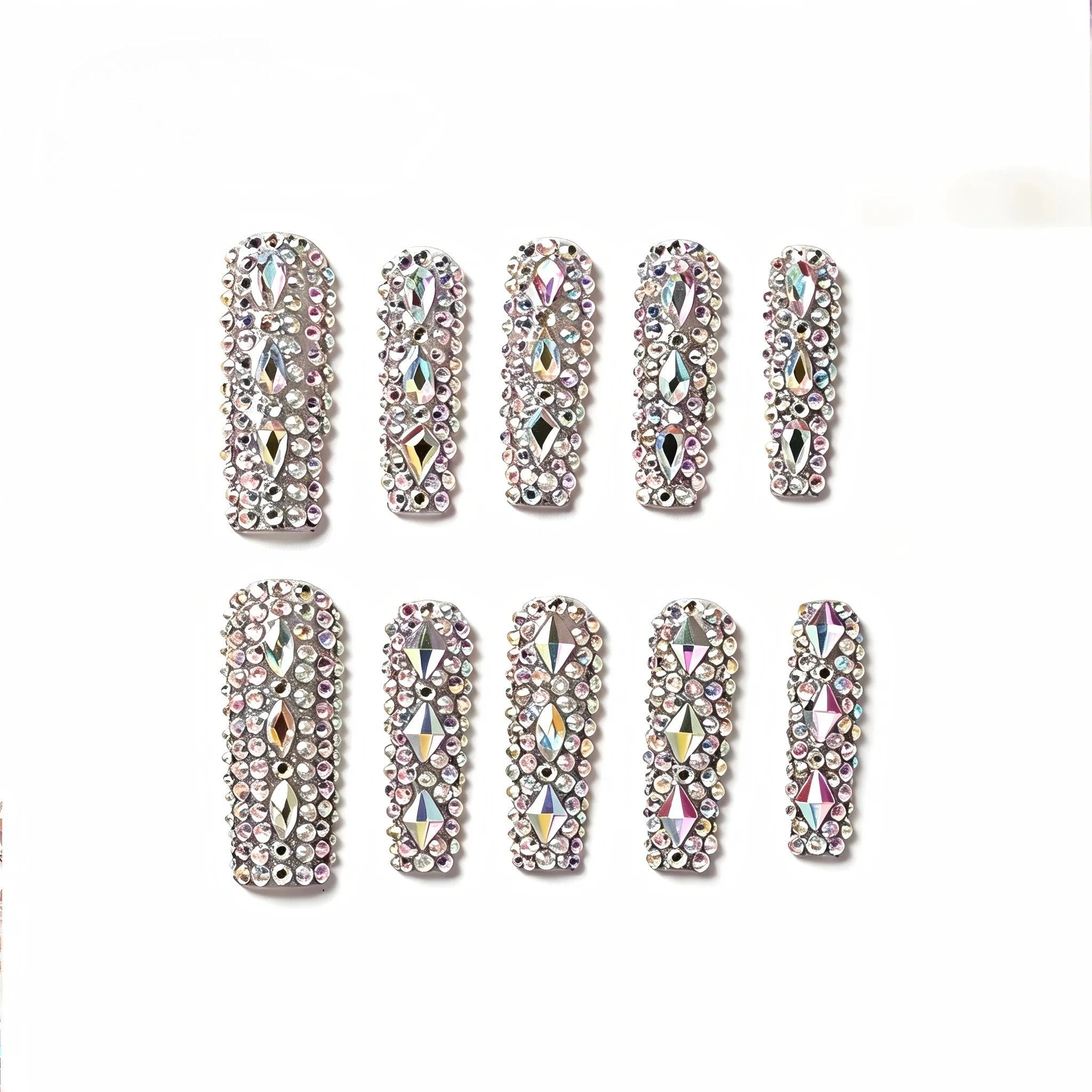 Kentrim Crystal Long Square Press On Nails - 10 Pieces (Single Size)