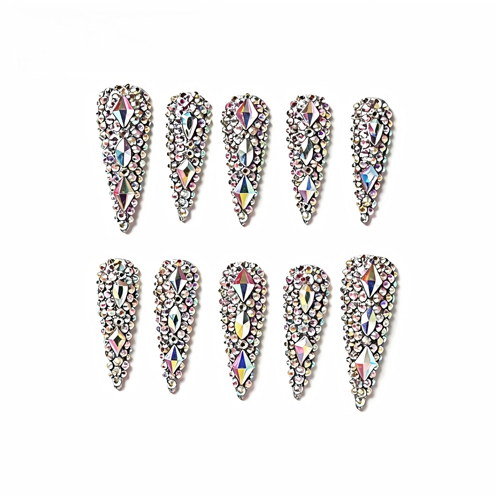Crystal Press On Nails – Glamour Shimmer Collection 10 Pieces (Single Size) Secondary image