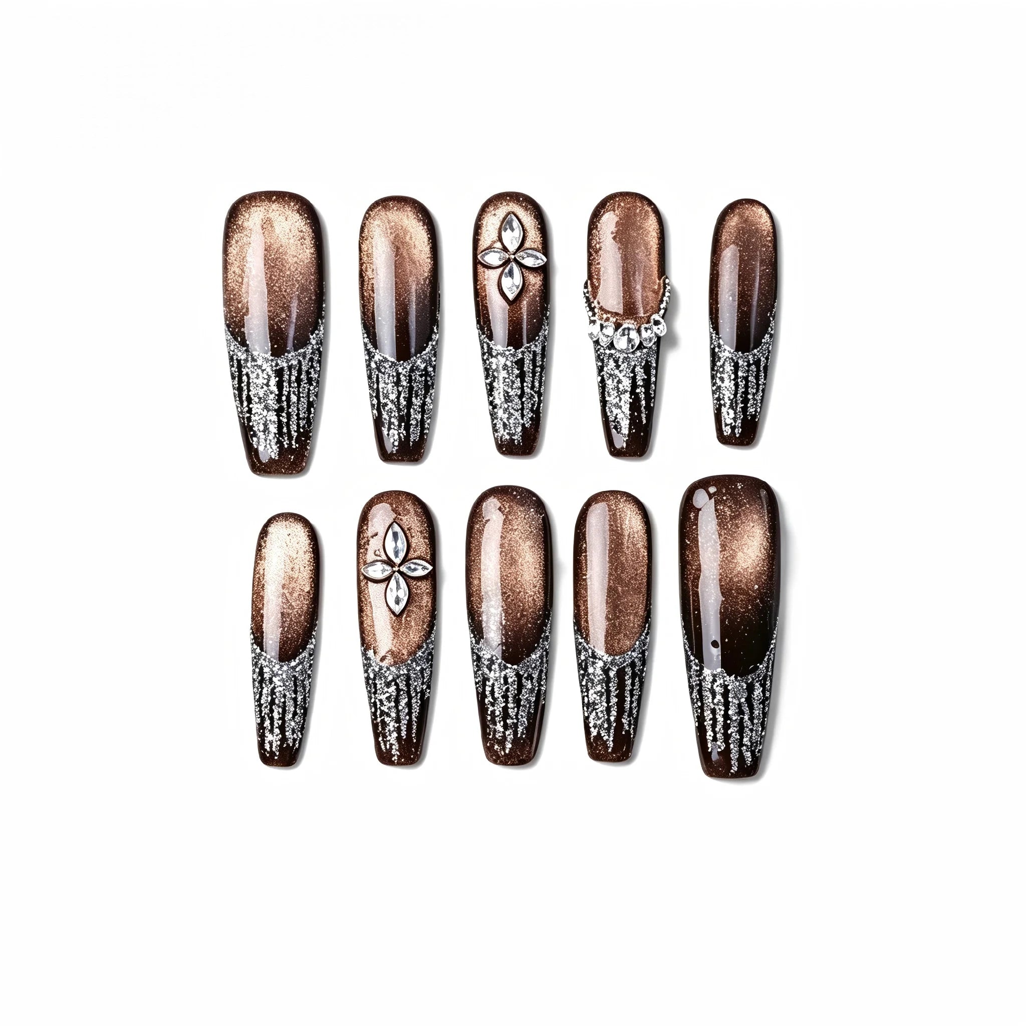 Kentrim Floral Long Coffin Press On Nails - 10 Pieces (Single Size) Main image