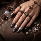 Kentrim Floral Long Coffin Press On Nails - 10 Pieces (Single Size)
