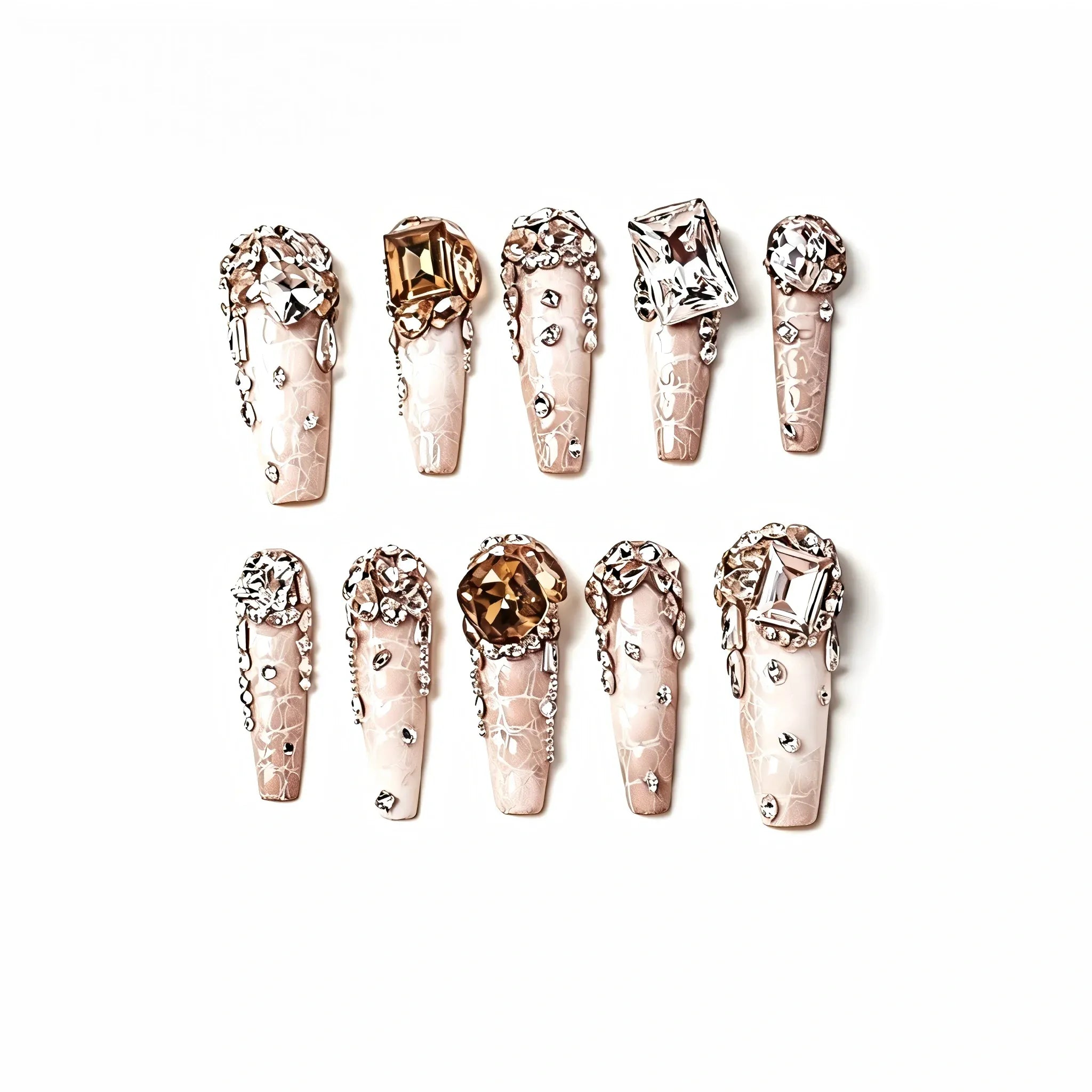 Gem Press On Nails – Glamour Shimmer Collection 10 Pieces (Single Size) Secondary image