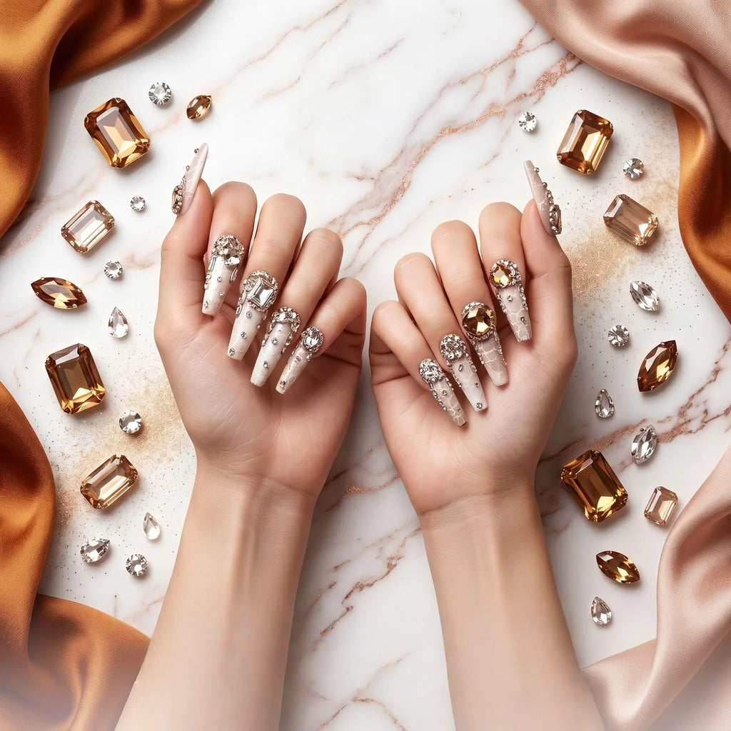 Kentrim Gem Long Coffin Press On Nails - 10 Pieces (Single Size)