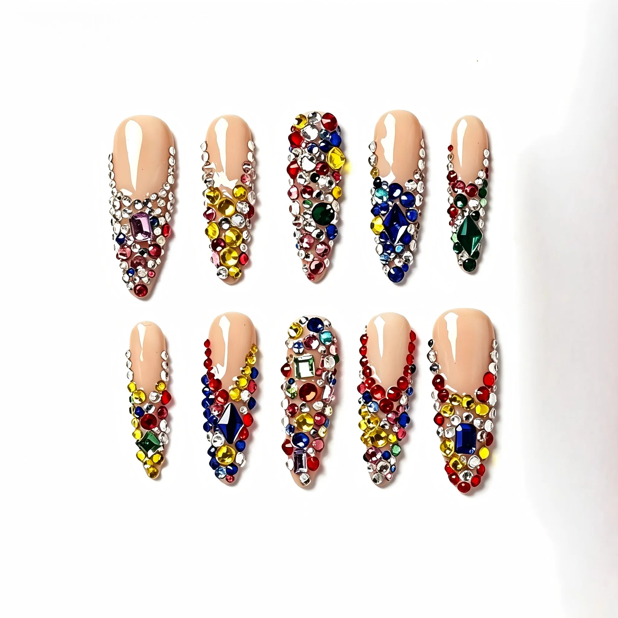 Gem Press On Nails – Glamour Shimmer Collection 10 Pieces (Single Size) Secondary image