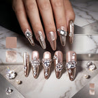 Kentrim Rose Gold Gem Long Stiletto Press On Nails - 10 Pieces (Single Size)