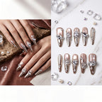 Kentrim Rose Gold Gem Long Stiletto Press On Nails - 10 Pieces (Single Size)
