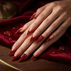 Kentrim Red Crystal Long Almond Press On Nails - 10 Pieces (Single Size)