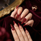 Kentrim Red Crystal Long Almond Press On Nails - 10 Pieces (Single Size)