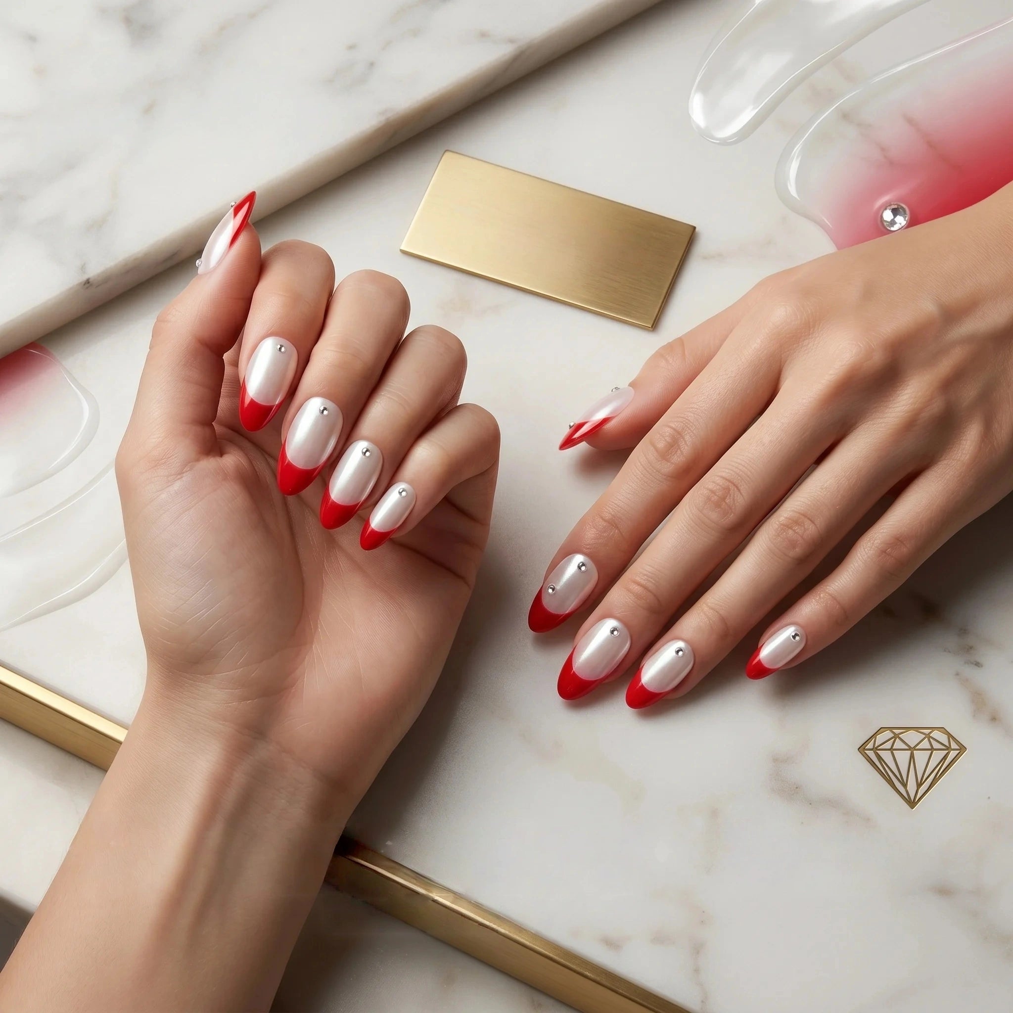 Kentrim Red French Short Almond Press On Nails - 10 Pieces (Single Size) Secondary image