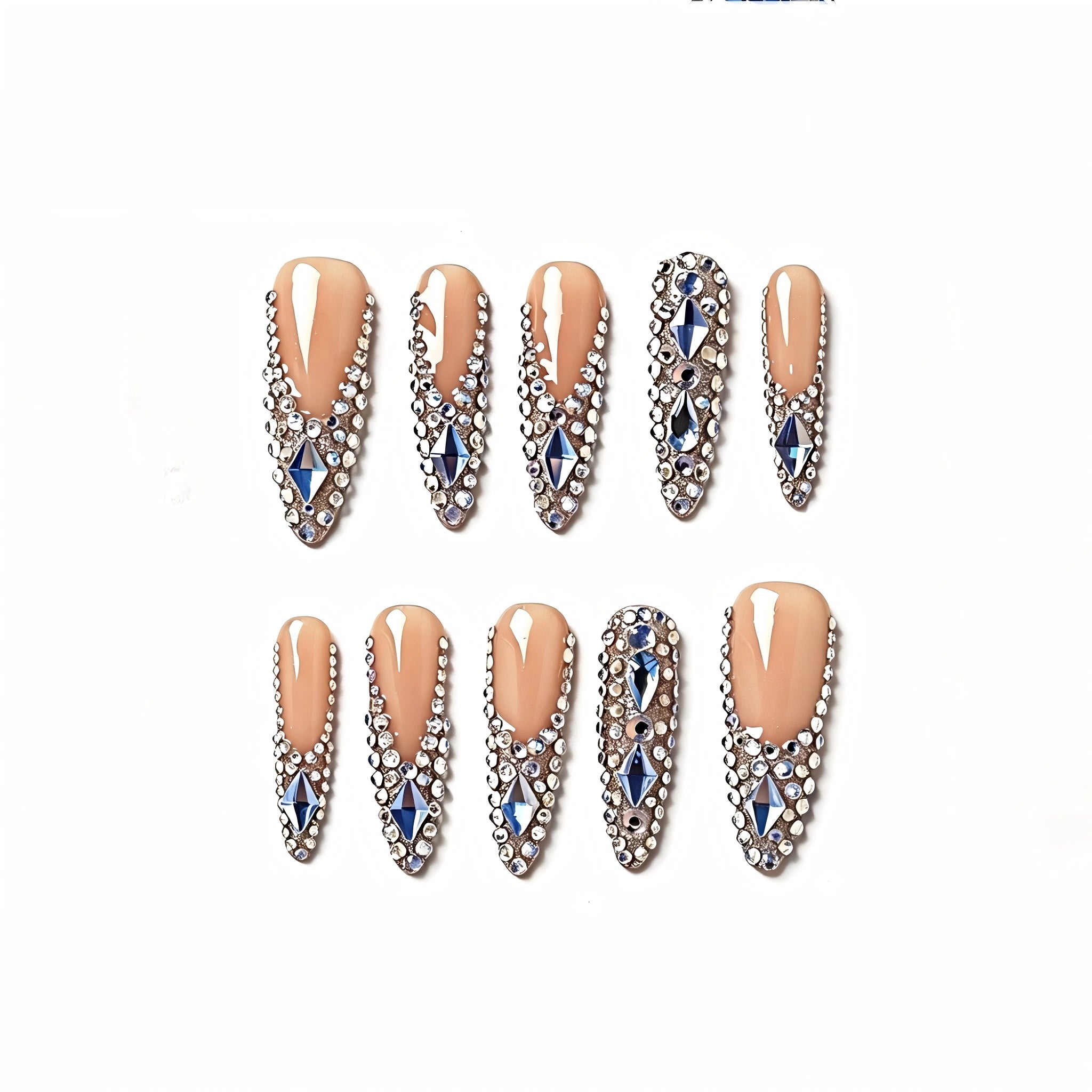 Kentrim Rhinestone Press On Nails - 10 Pieces (Single Size)