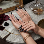 Kentrim Jelly Glue Black Kentrim Glossy Black Stiletto Press On Nails - 24 Pieces (12 Sizes)