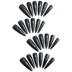 Kentrim Jelly Glue Black Kentrim Glossy Black Stiletto Press On Nails - 24 Pieces (12 Sizes)