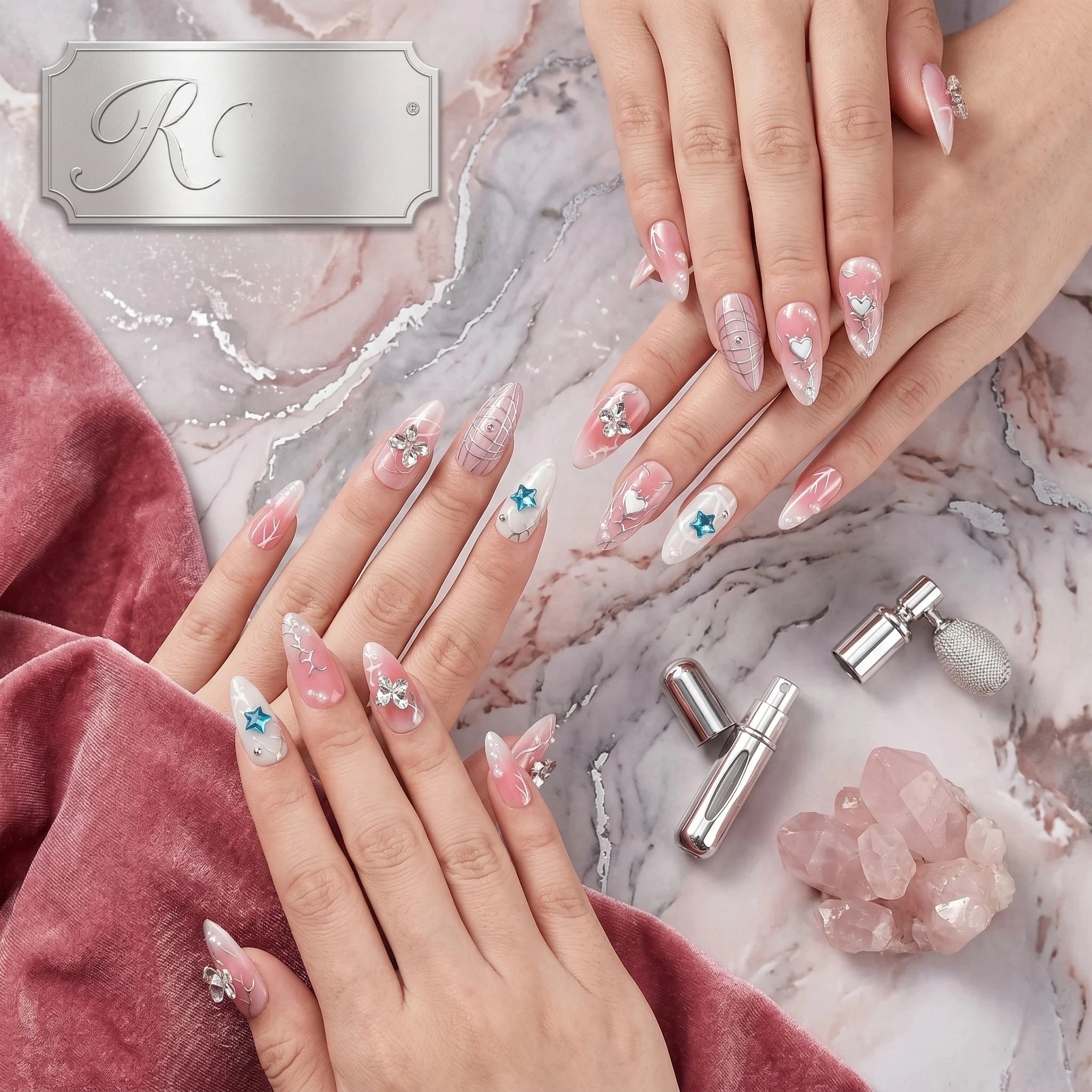 Kentrim Gothic Silver Web Press On Nails - 10 Pieces (Single Size) Secondary image