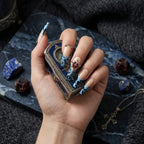 Press on Nails Kentrim Blue Marble Sword Cross Coffin Press On Nails - 30 Pieces (15 Sizes) Blue