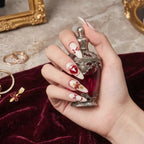 Press on Nails Kentrim Cream Red Heart Bow Almond Press On Nails - 30 Pieces, 15 Sizes White