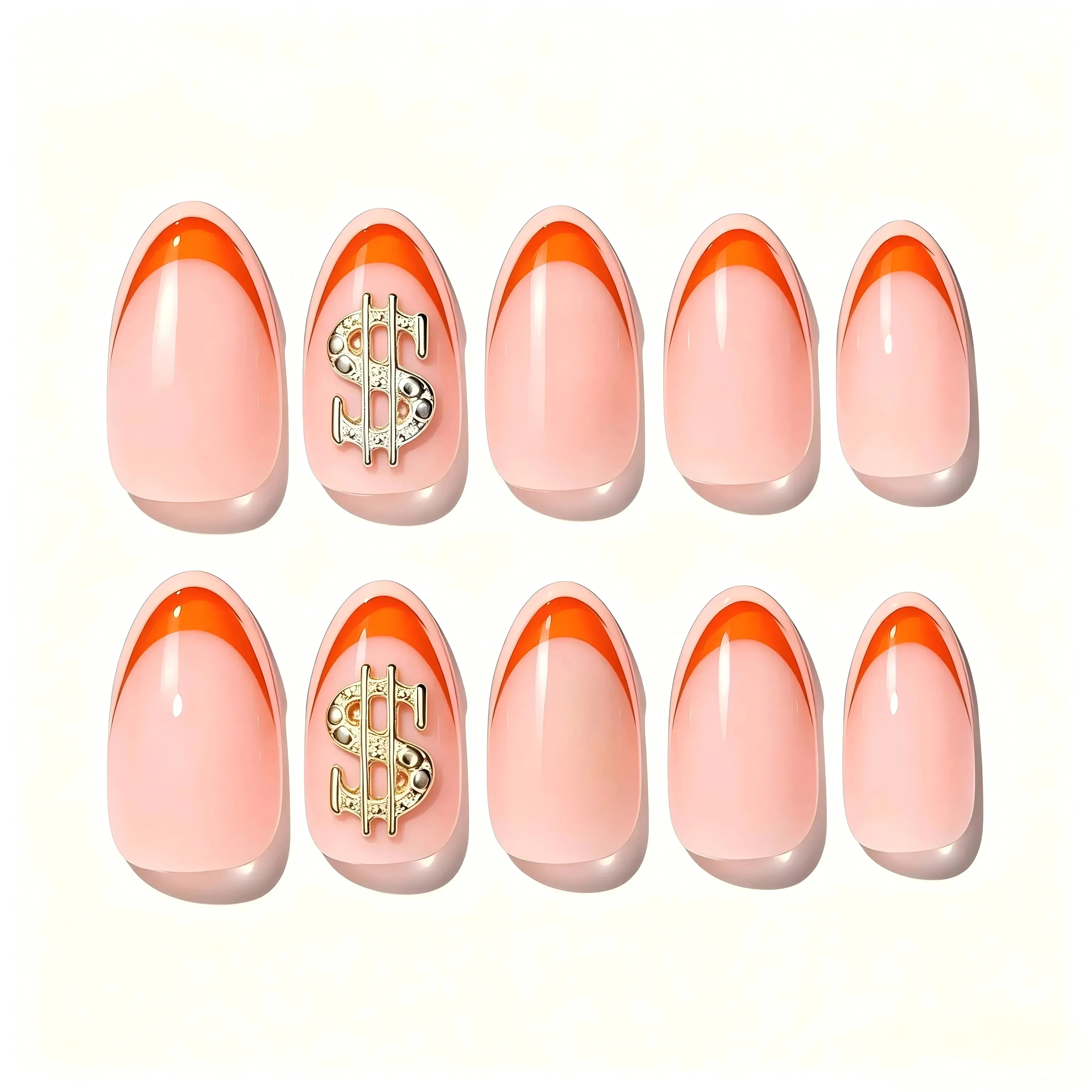 Dollar Sign Press On Nails – French Tip Almond Collection 30 Pieces, 15 Sizes Secondary image