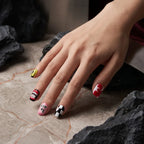 Press on Nails Kentrim Graffiti Checkerboard Funny Mouth Short Square Press On Nails - 30 Pieces, 15 Sizes White