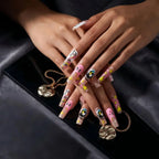 Press on Nails Kentrim Anime Eye Star Coffin Press On Nails - 30 Pieces (15 Sizes) Pink