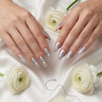 Press on Nails Kentrim Lavender Cat Eye Star Pearl Medium Coffin Press On Nails - 30 Pieces, 15 Sizes Purple
