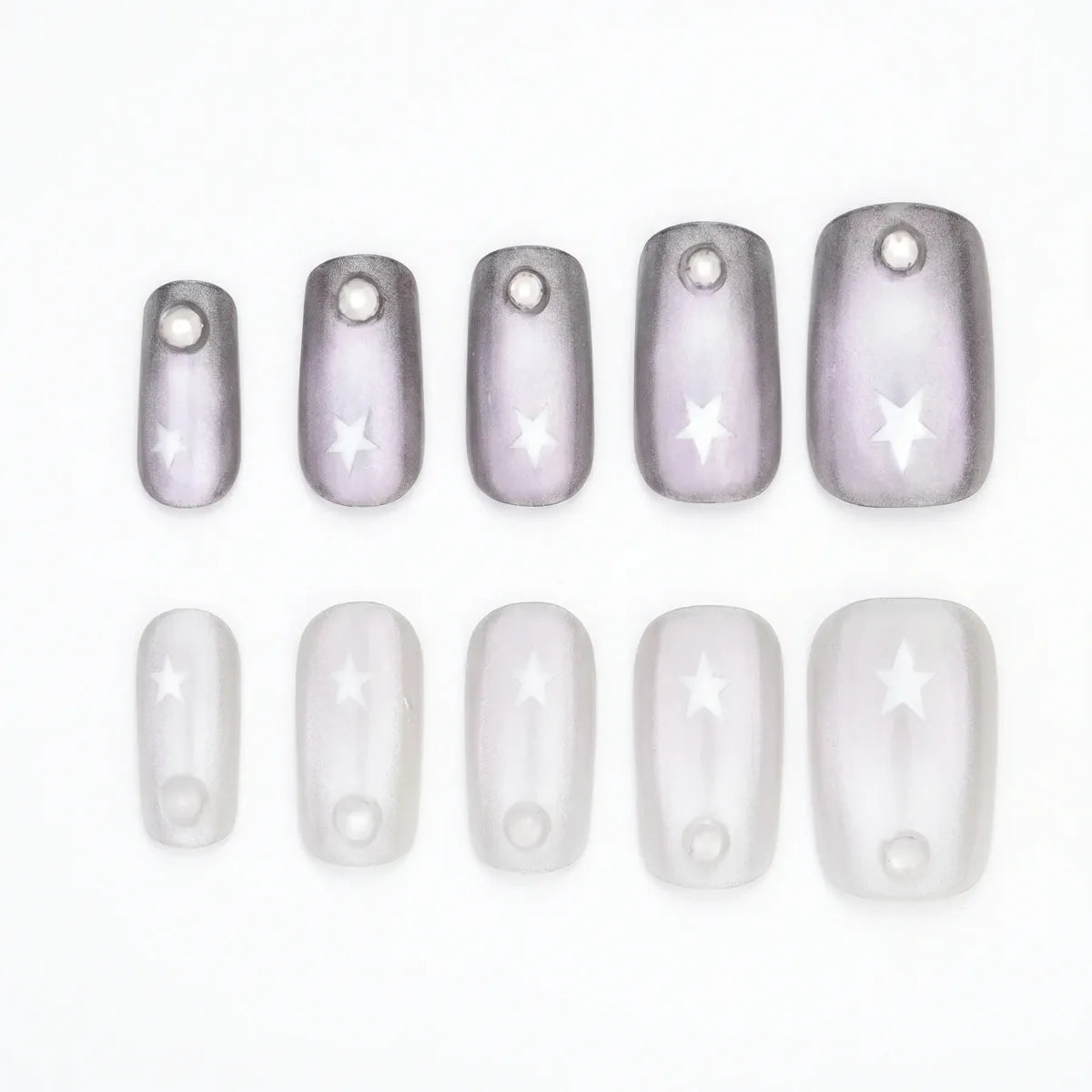 Kentrim Lavender Cat Eye Star Pearl Medium Coffin Press On Nails - 30 Pieces, 15 Sizes Secondary image