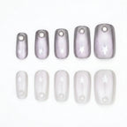 Press on Nails Kentrim Lavender Cat Eye Star Pearl Medium Coffin Press On Nails - 30 Pieces, 15 Sizes Purple
