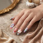 Press on Nails Kentrim Macaron Bear Butterfly Heart Almond Press On Nails - 30 Pieces, 15 Sizes Blue