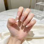 Press on Nails Kentrim Multi Color French  Sign Medium Coffin Dollar Press On Nails-10 Pieces (Single Size)