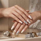 Press on Nails Kentrim Multi Color French  Sign Medium Coffin Dollar Press On Nails-10 Pieces (Single Size)
