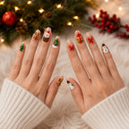 Press on Nails Kentrim Nude 3D Santa Reindeer Snowman Christmas Medium Almond Press On Nails - 30 Pieces, 15 Sizes Pink