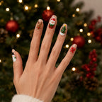 Press on Nails Kentrim Nude 3D Santa Reindeer Snowman Christmas Medium Almond Press On Nails - 30 Pieces, 15 Sizes Pink
