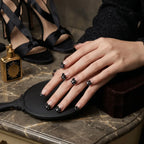 Press on Nails Kentrim Nude Black Cat Bow Short Square Press On Nails - 30 Pieces, 15 Sizes Black