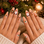 Press on Nails Kentrim Nude Cute Santa Reindeer Wreath Gift Medium Oval Christmas Press On Nails - 30 Pieces, 15 Sizes Pink